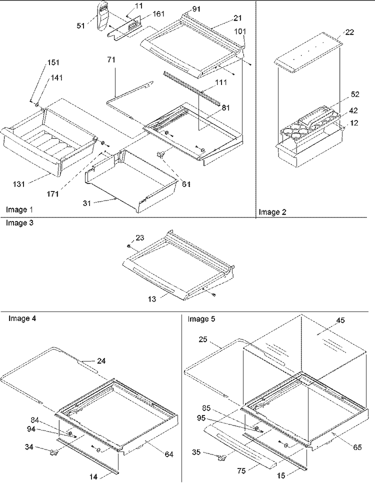 Deli, Shelves, Crisper Assy Diagram and Parts List for SRD522VW P1320301W W Amana Refrigerator