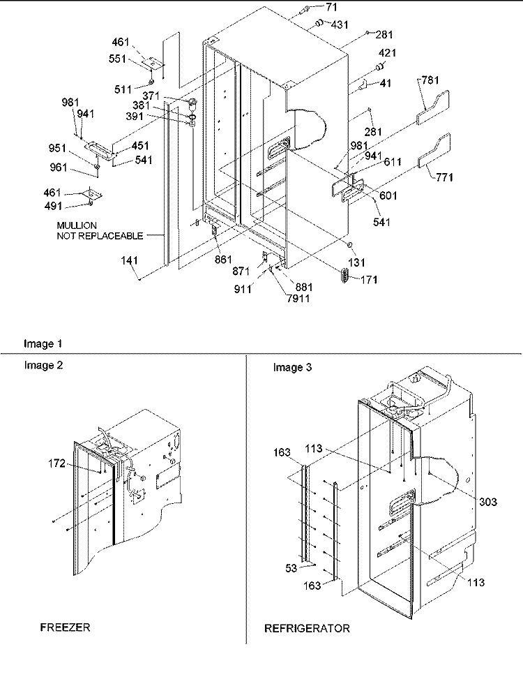 Cabinet Parts Diagram and Parts List for SRD522VW P1320301W W Amana Refrigerator