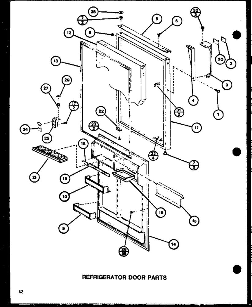 Refrigerator Door Parts 5 Diagram and Parts List for IC3H-P7621307W-TM  Amana Refrigerator