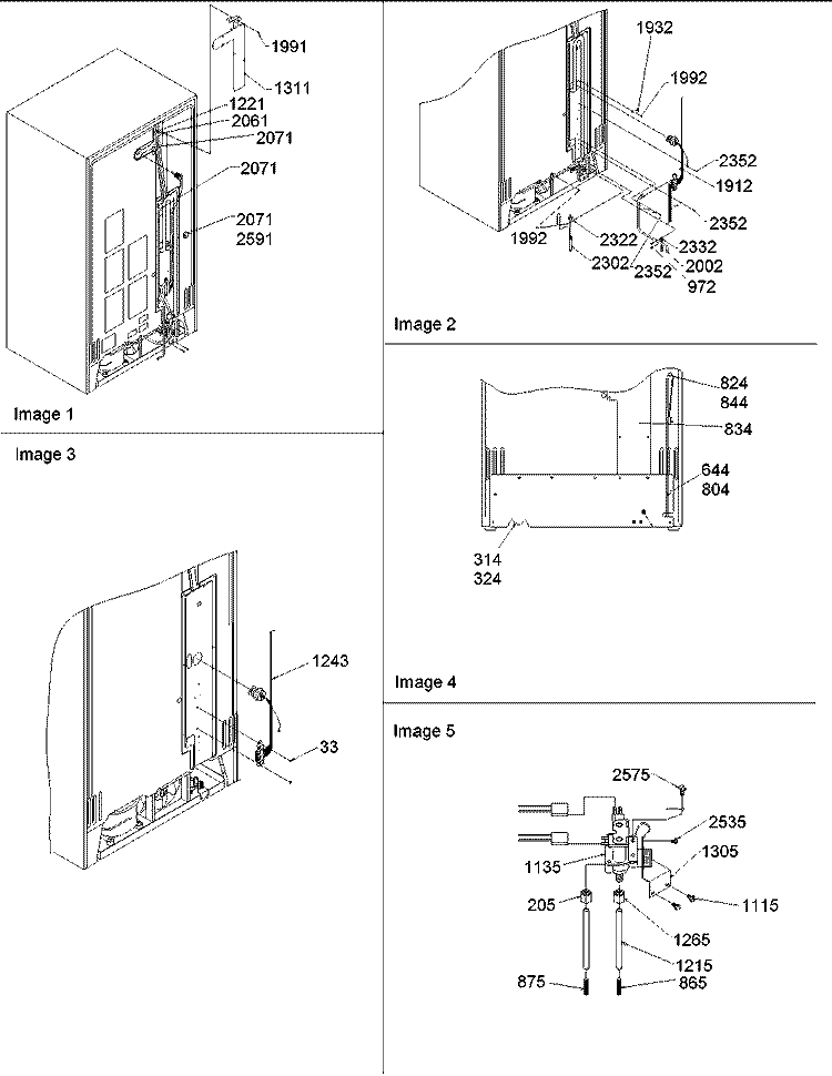 Cabinet Back Diagram and Parts List for SRD522VW P1320301W W Amana Refrigerator