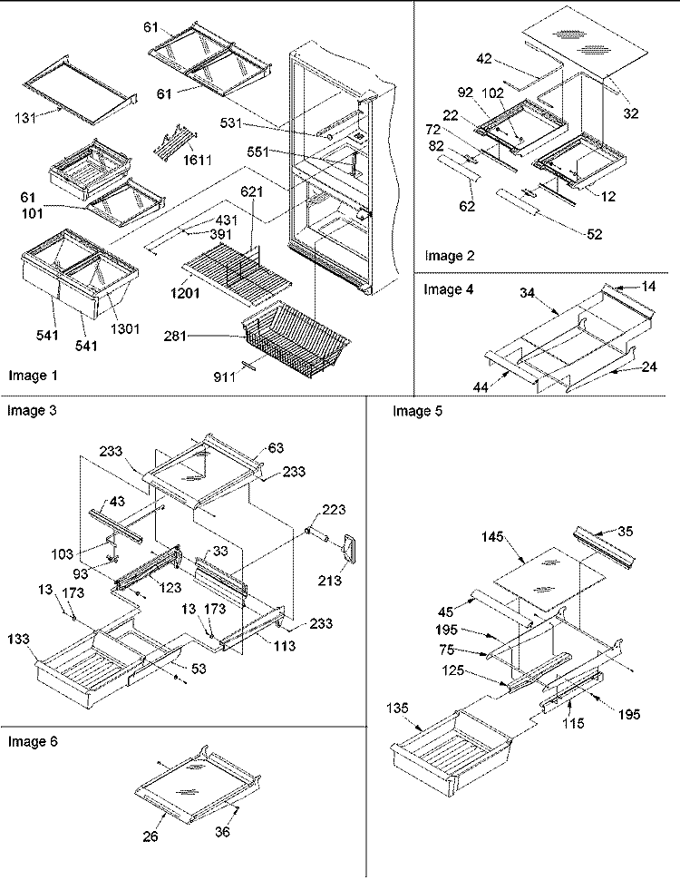 Shelving Assy Diagram and Parts List for BCI21V1C P1325029W C Amana Refrigerator