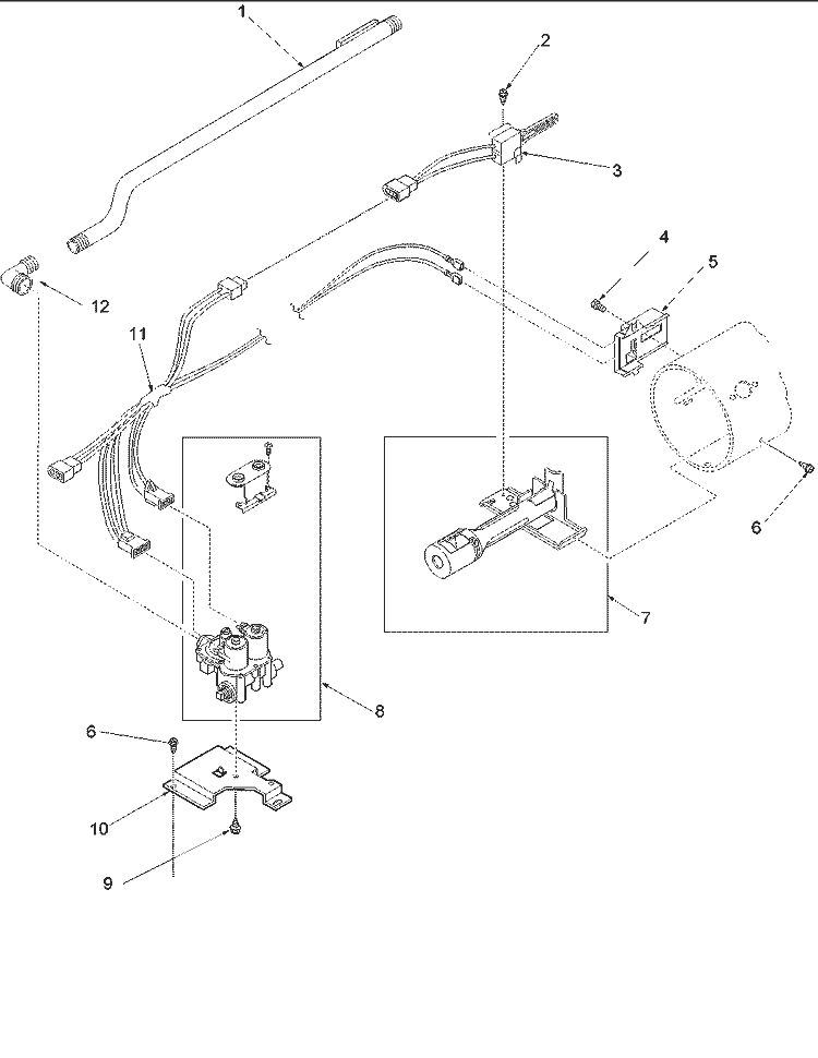 GAS VALVE, IGNITER & GAS CONVERSION KIT Diagram and Parts List for DLG330RCW PDLG330RCW Amana Dryer