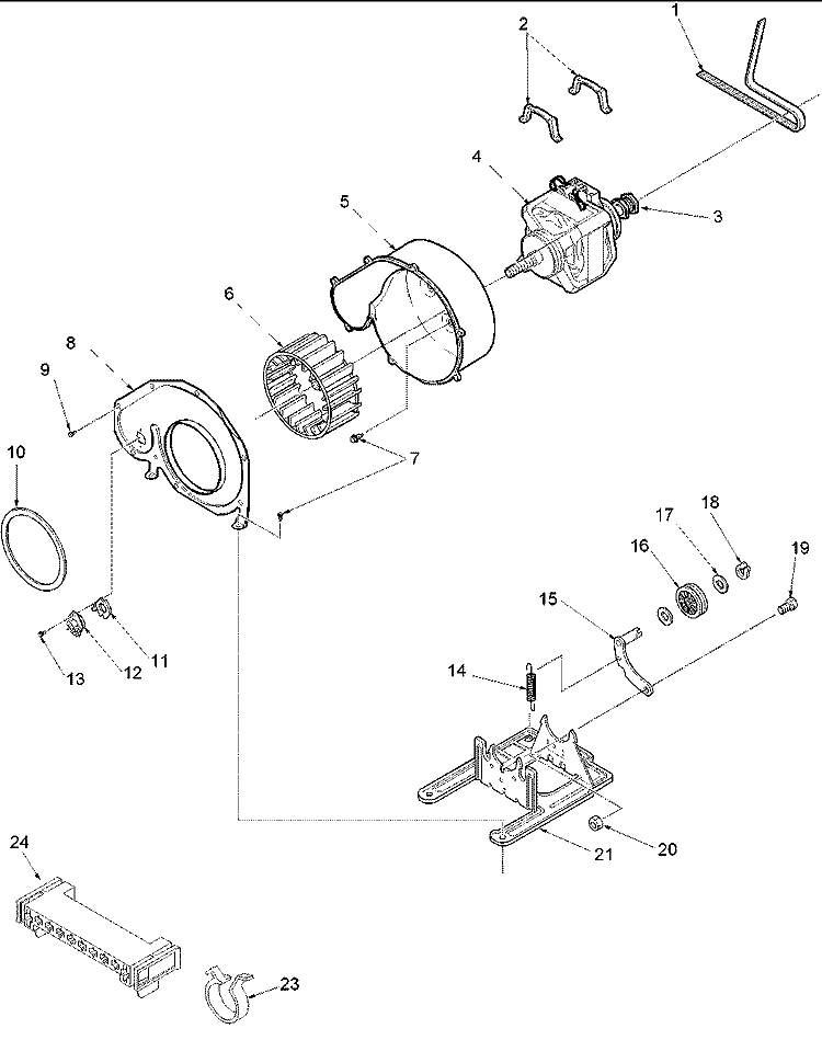 MOTOR AND FAN ASSEMBLY Diagram and Parts List for DLE330RAW PDLE330RAW Amana Dryer