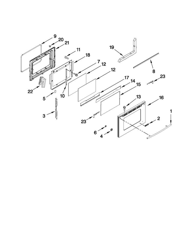 Door Parts Diagram and Parts List for JDS8860BDP17  Jenn-Air Range