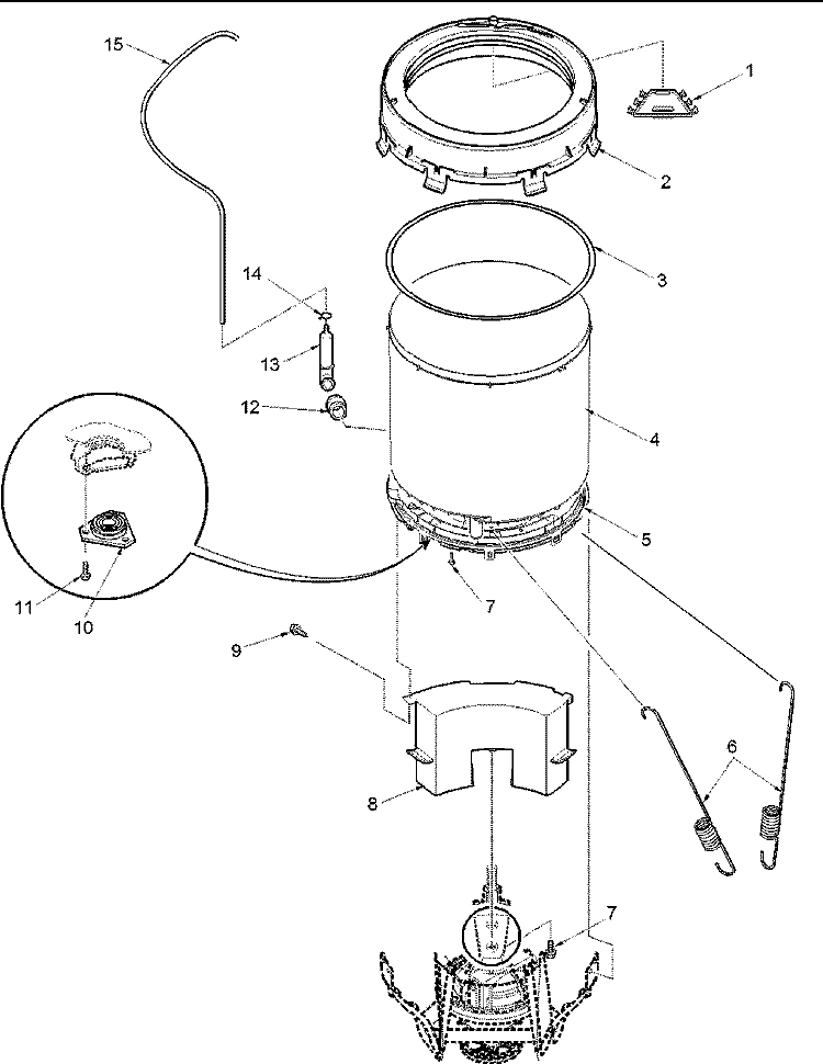OUTER TUB & PRESSURE TUBE Diagram and Parts List for ALW432RAW PALW432RAW Amana Washer