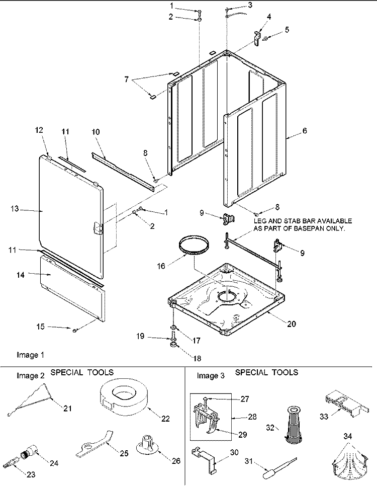 BASE, CABINET, FRONT AND SPECIAL TOOLS Diagram and Parts List for DLW330RAW PDLW330RAW Amana Washer