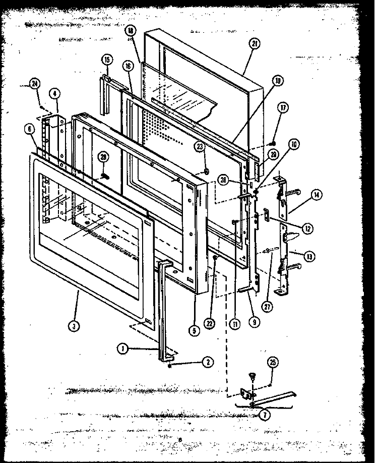 MICROWAVE OVEN DOOR PARTS Diagram and Parts List for MWR214  Caloric Microwave