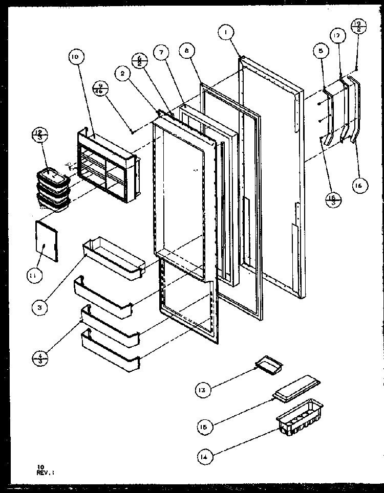 Refrigerator Door Diagram and Parts List for SQD25MB3W-P1153404WW  Amana Refrigerator