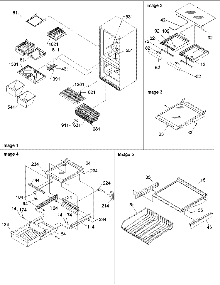 Shelving Assy Diagram and Parts List for ARB2109AWR PARB2109AW2 Amana Refrigerator