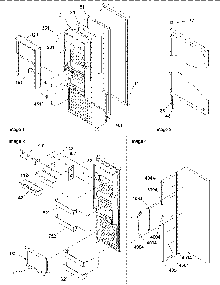 Refrigerator Door Diagram and Parts List for SRD22S5E P1190304W E Amana Refrigerator