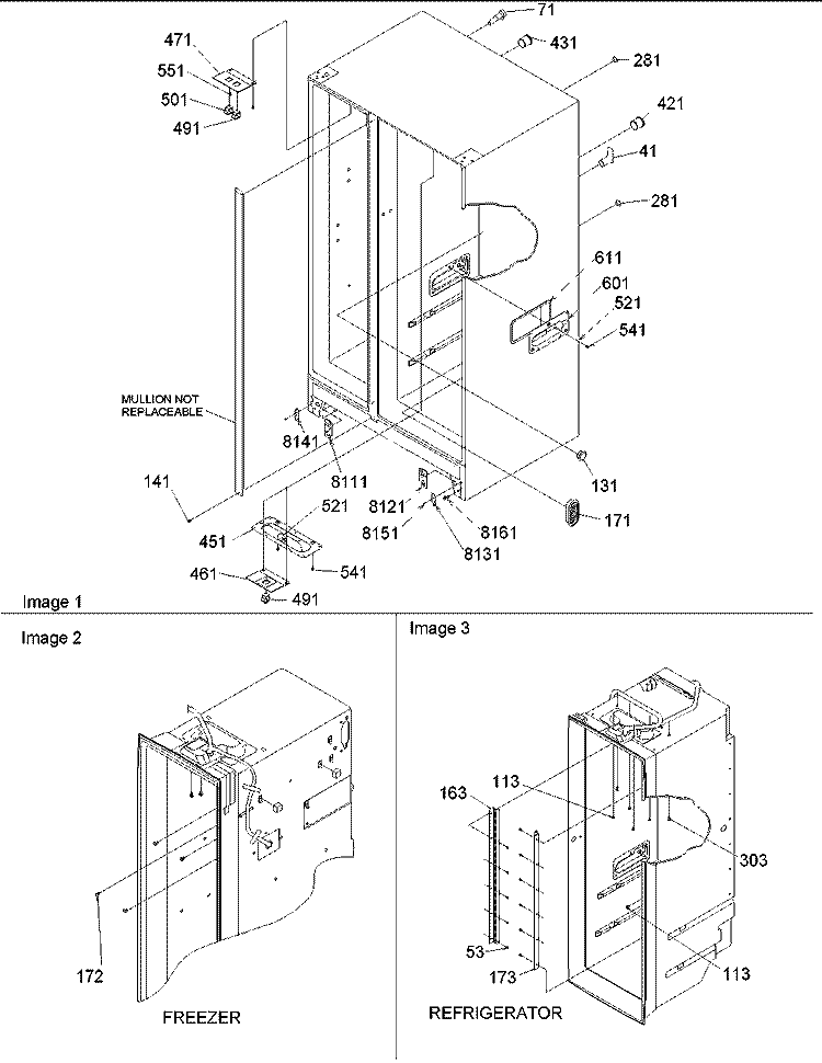Cabinet Parts Diagram and Parts List for SRD22S5E P1190304W E Amana Refrigerator