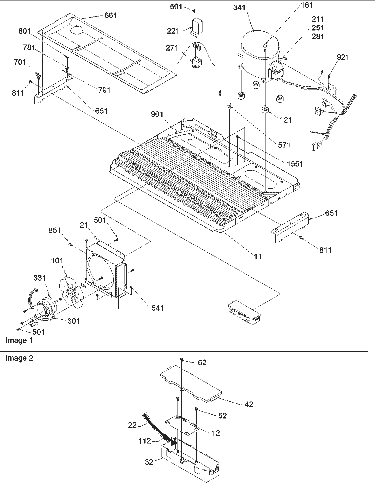 Machine Compartment Diagram and Parts List for SRD22S5E P1190304W E Amana Refrigerator