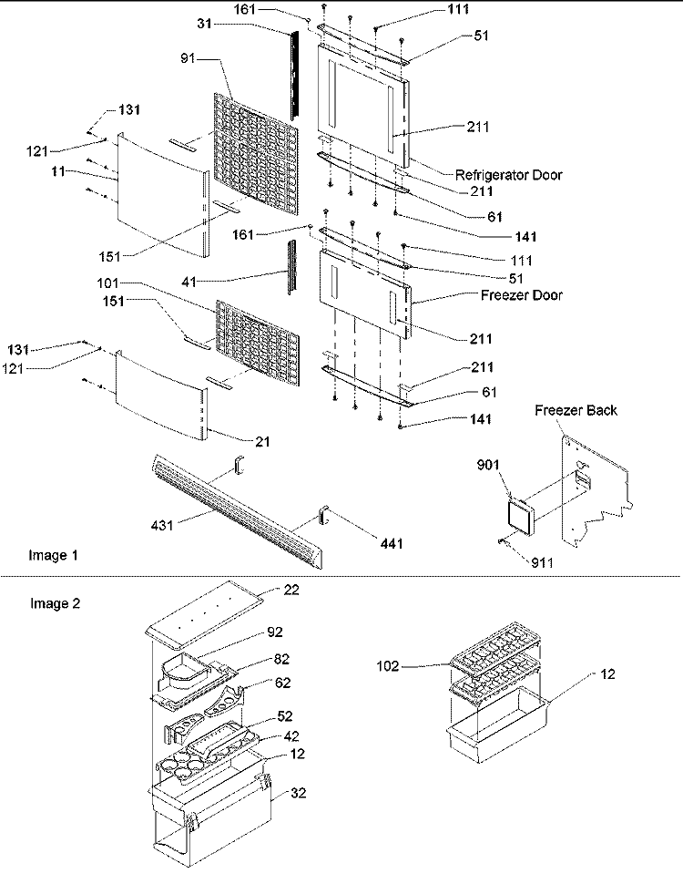 Contour Door Panels & Accessories Diagram and Parts List for ARB2109ABR PARB2109AB0 Amana Refrigerator