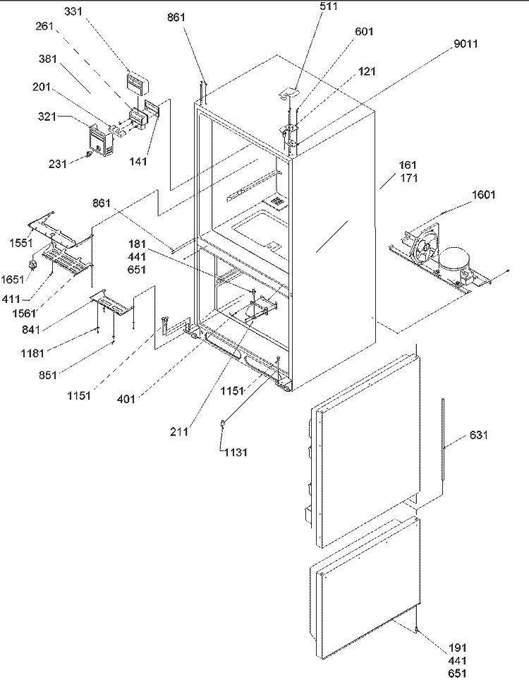 CONTROL, HINGES & SHIELDS Diagram and Parts List for BRF20VCPSER P1321312W S Amana Refrigerator