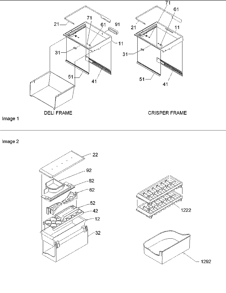 Crisper & Deli Frame Assy Diagram and Parts List for BRF20VCPSE P1321306X S Amana Refrigerator