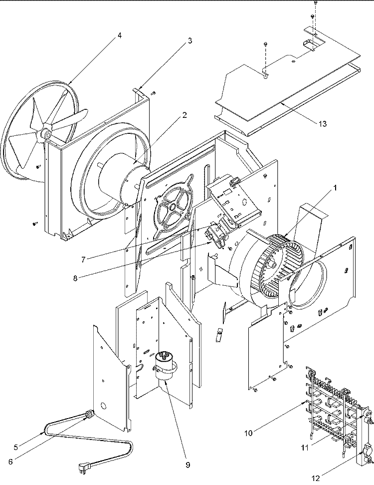 Center Partition Assembly Diagram and Parts List for TC09095W2B  Amana Air Conditioner