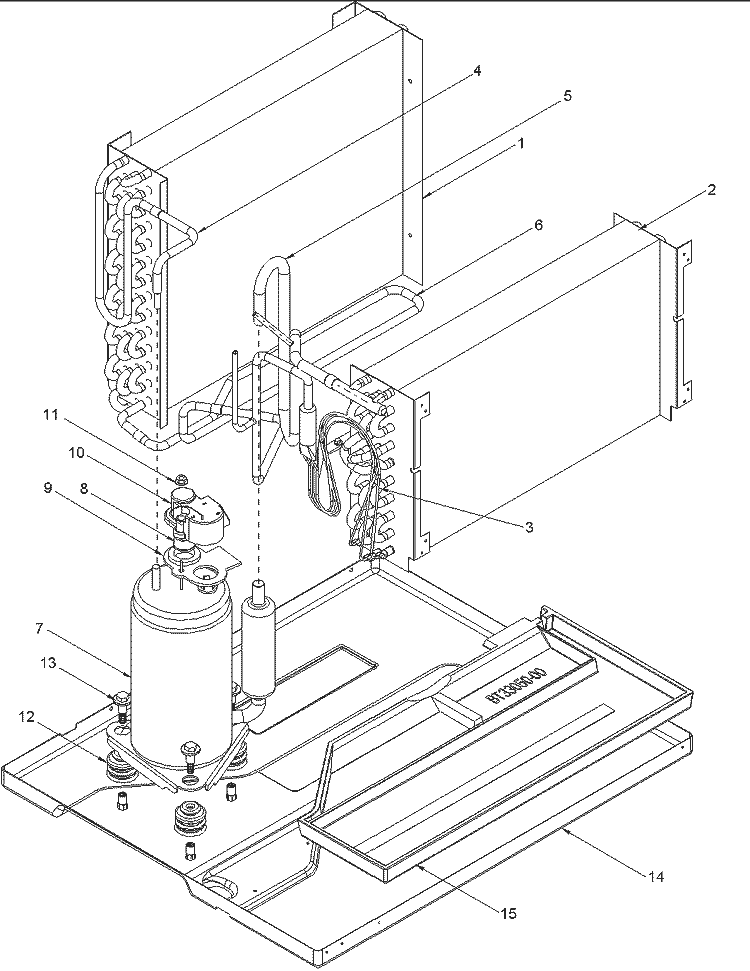 Compressor, Tubing and Basepan Diagram and Parts List for TC09095W2B  Amana Air Conditioner