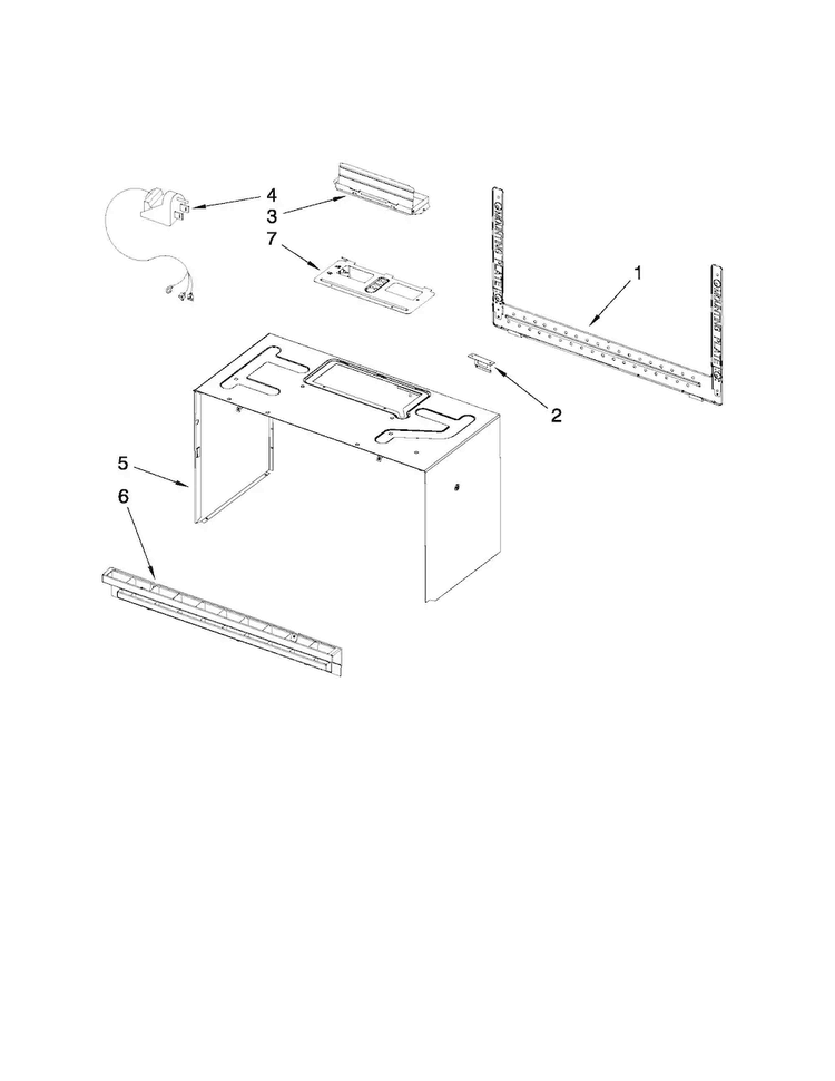 Cabinet And Installation Parts Diagram and Parts List for MMV1164WS3  Maytag Microwave