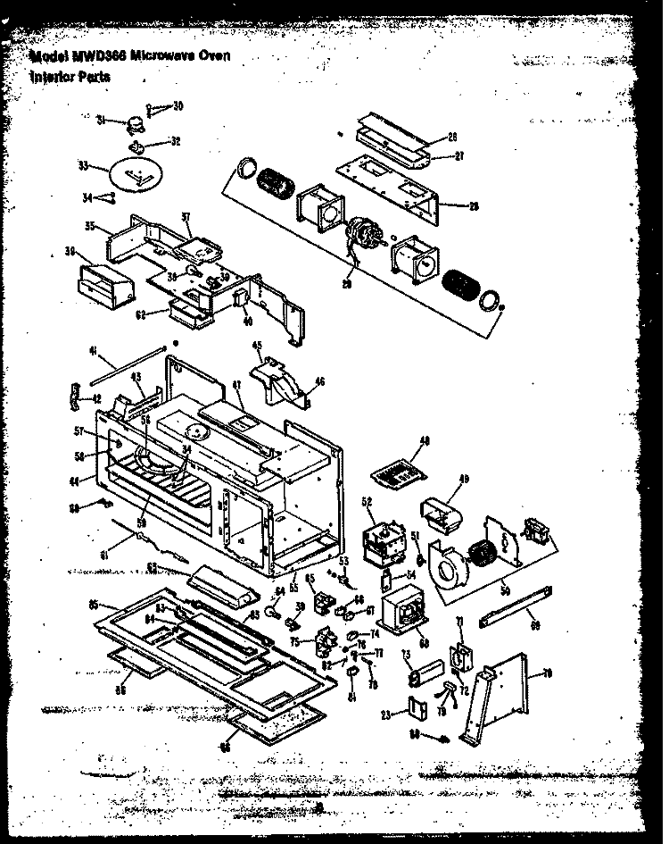INTERI OR PARTS Diagram and Parts List for MWD366  Caloric Microwave