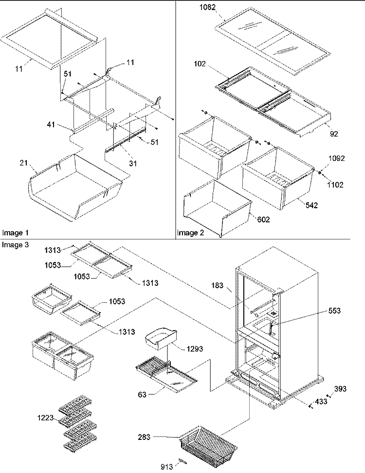 Shelving Diagram and Parts List for BRF520TE P1301501W E Amana Refrigerator
