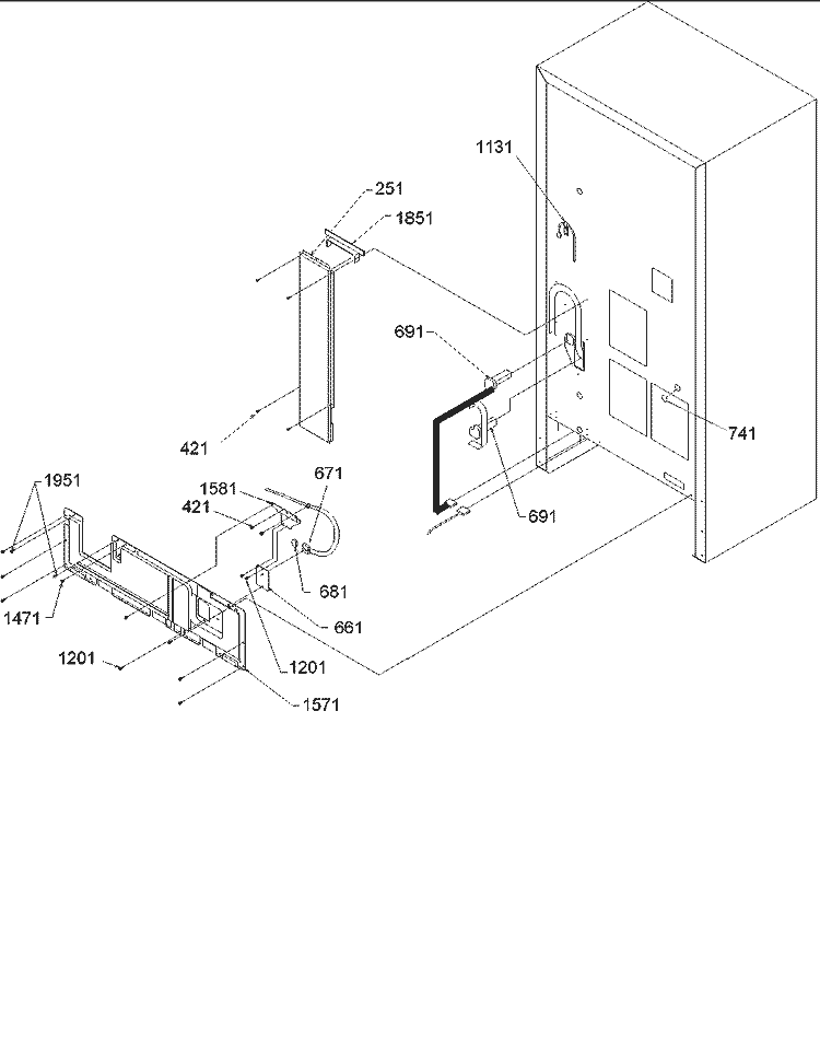 Cabinet Back Diagram and Parts List for BRF520TE P1301501W E Amana Refrigerator