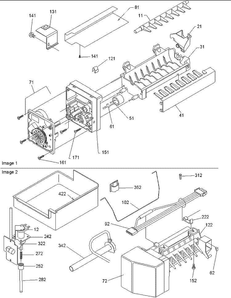 Ice Maker Assy and Parts Diagram and Parts List for BRF520TE P1301501W E Amana Refrigerator