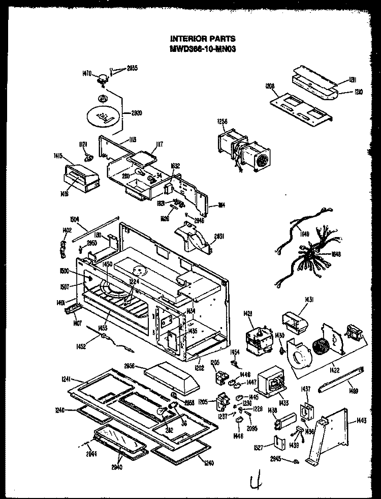 INTERIOR PARTS Diagram and Parts List for MWD36610 MN03 Amana Microwave