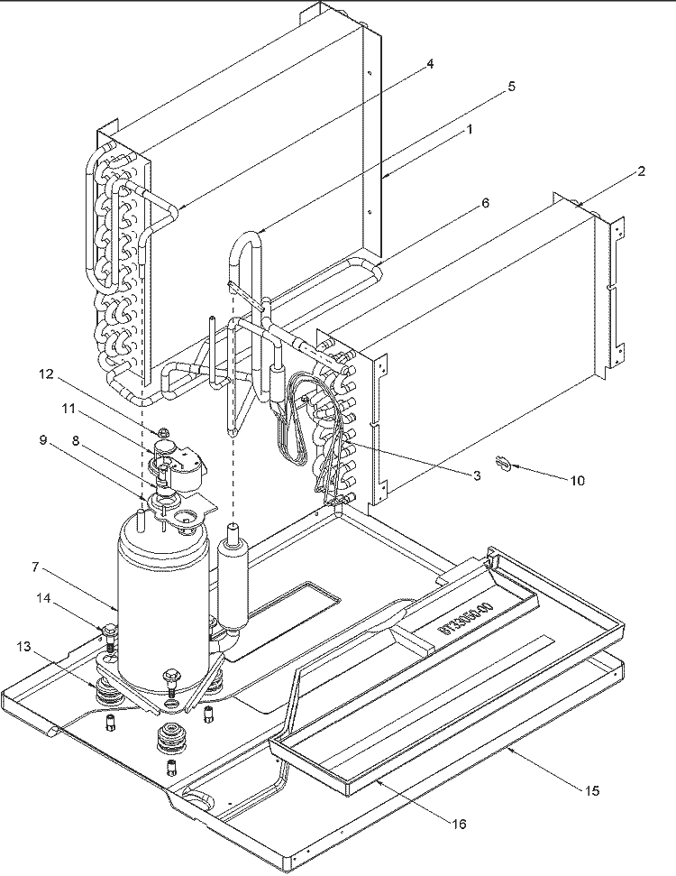 Compressor, Tubing and Basepan Diagram and Parts List for TC07092W1B  Amana Air Conditioner