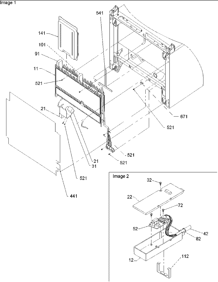CONDENSER & TIMER BOX ASSY Diagram and Parts List for BRF20V1CPSR P1321316W S Amana Refrigerator
