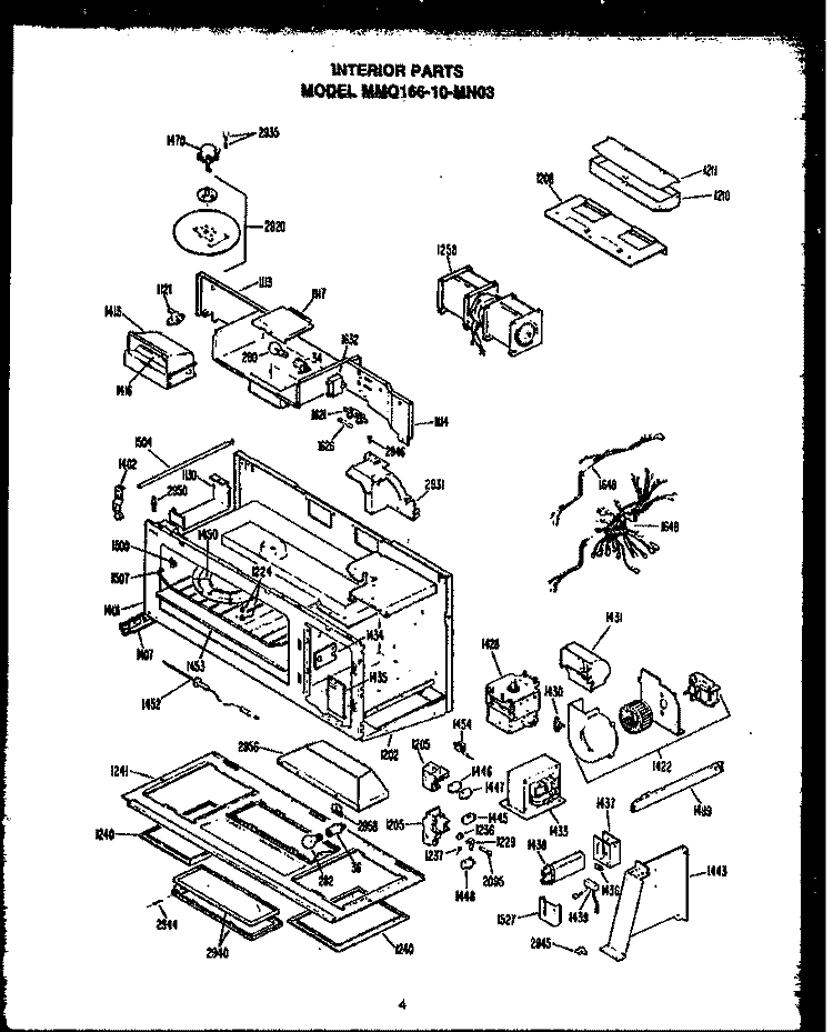 INTERIOR PARTS Diagram and Parts List for MMO16610 MN03 Amana Microwave