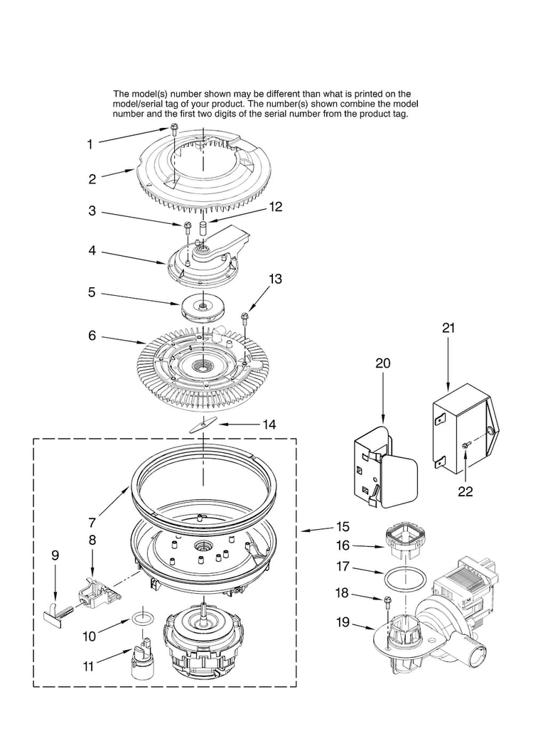 Pump And Motor Parts Diagram and Parts List for MDBH985AWB45  Maytag Dishwasher
