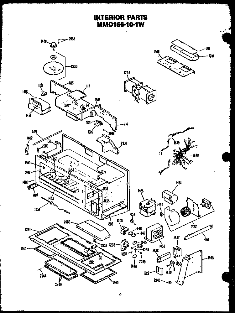 INTERIOR PARTS Diagram and Parts List for MMO166/101W  Amana Microwave
