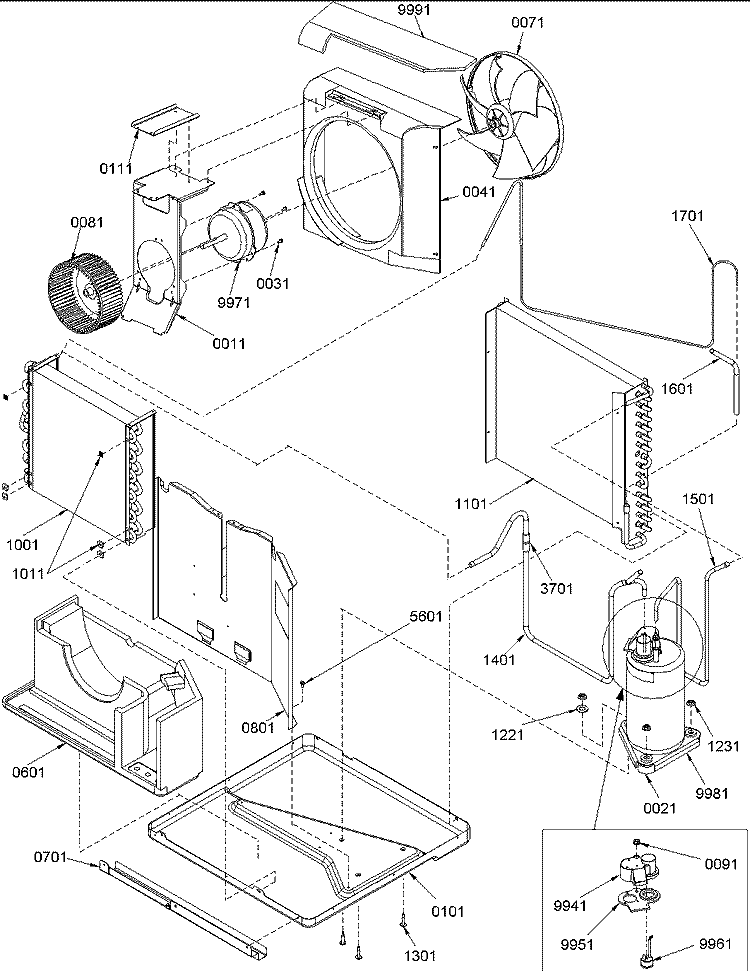CHASSIS ASSEMBLY Diagram and Parts List for 7M11TA P1214606R Amana Air Conditioner