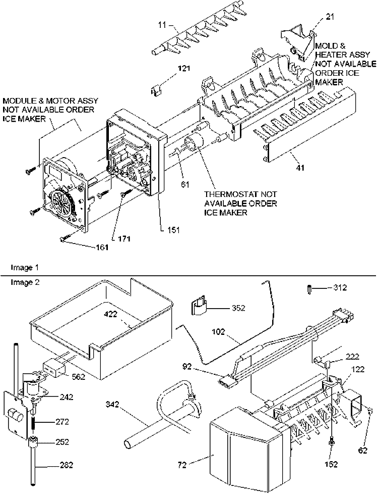 Ice Maker Assy & Parts Diagram and Parts List for BRD18V1C P1326501W C Amana Refrigerator