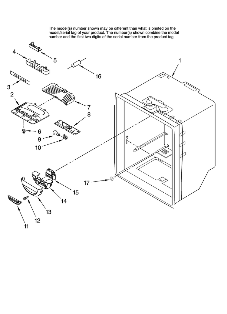 Refrigerator Liner Parts Diagram and Parts List for ABL1927VES10  Amana Refrigerator