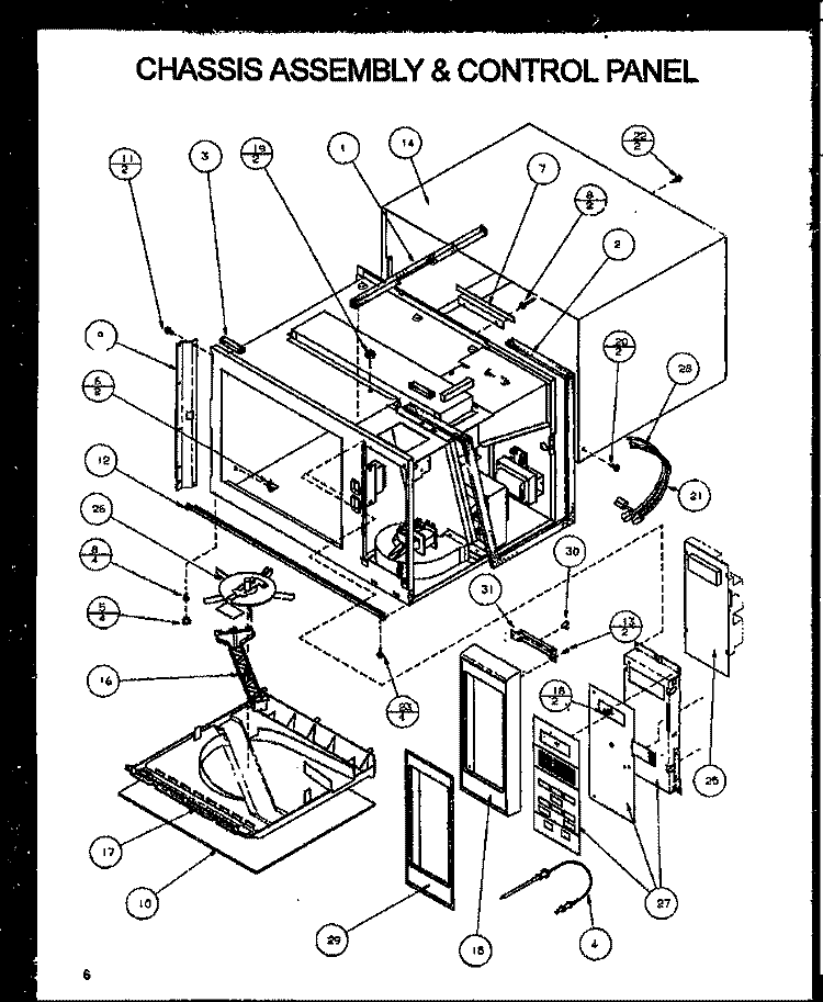 CHASSIS ASSY & CONTROL PANEL Diagram and Parts List for NB1000 P1140902M Amana Microwave