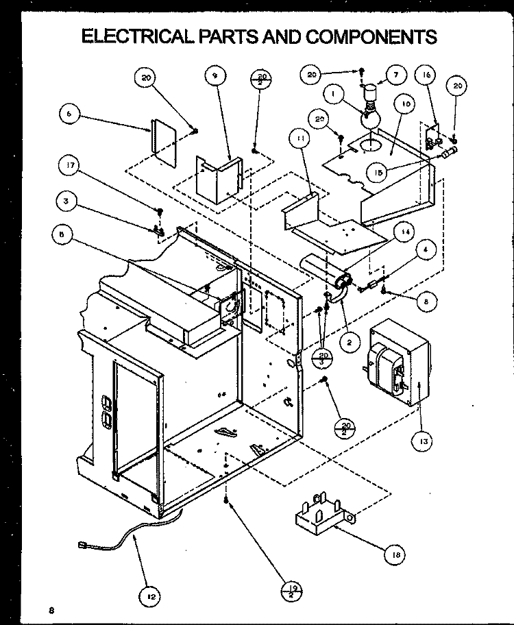 ELECTRICAL PARTS AND COMPONENTS Diagram and Parts List for NB1000 P1140902M Amana Microwave