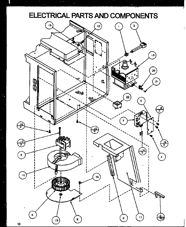 ELECTRICAL PARTS ANDCOMPONENTS Diagram and Parts List for NB1000 P1140902M Amana Microwave