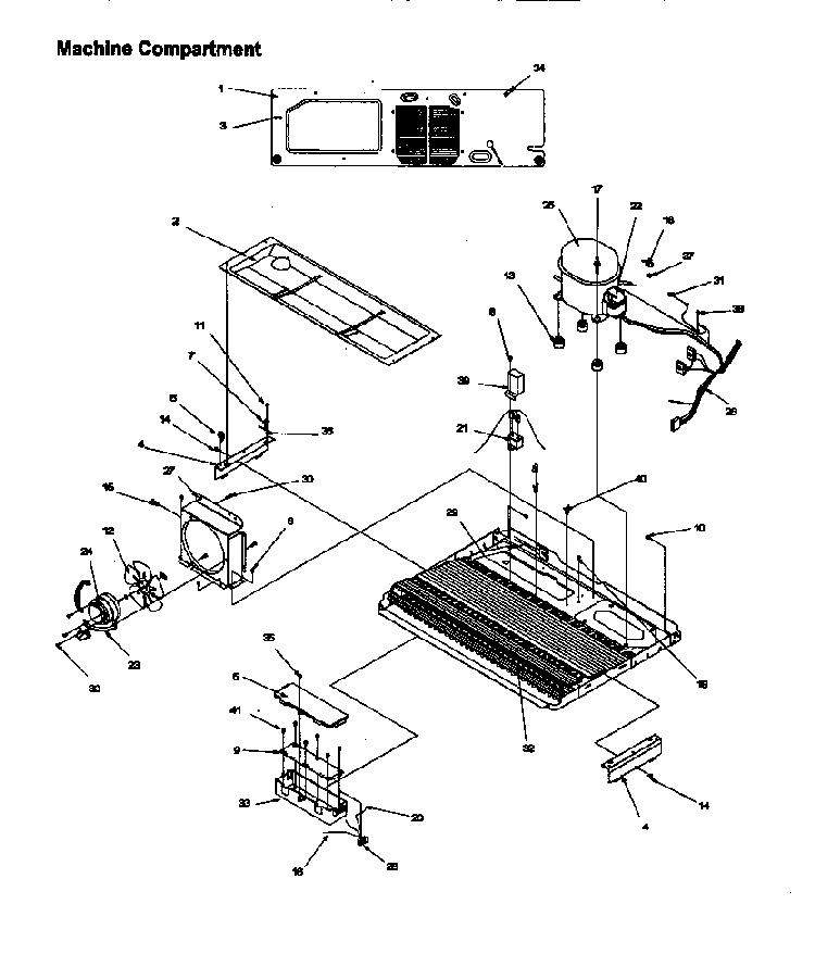 Machine Compartment Diagram and Parts List for SRDE27S3W-P1190601WW  Amana Refrigerator