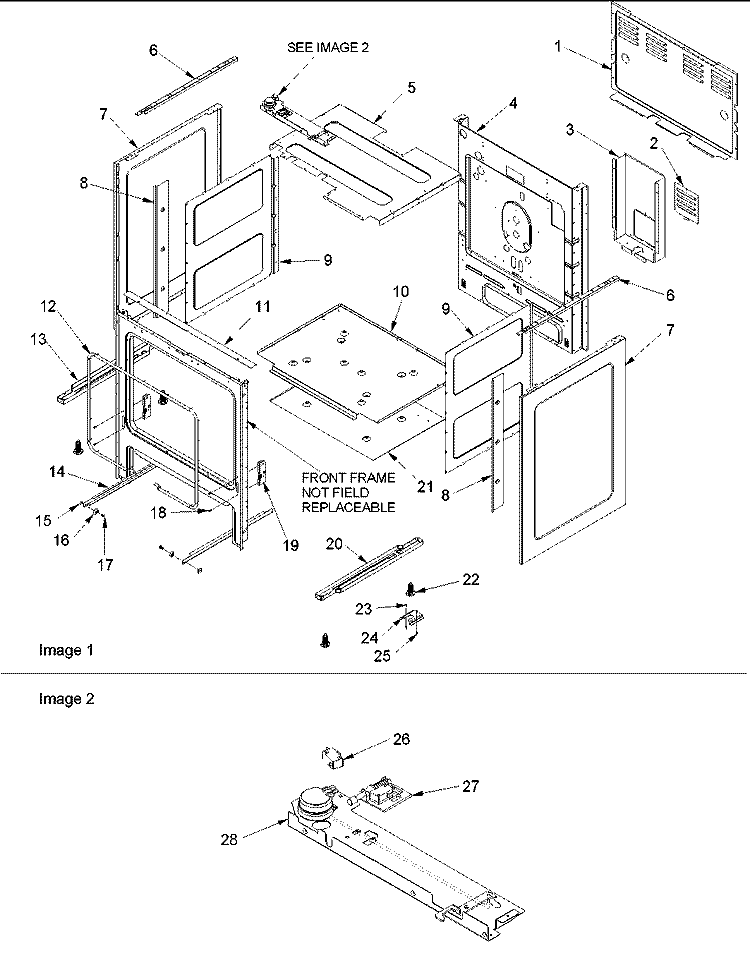 CABINET Diagram and Parts List for ACF4255AB PACF4255AB1 Amana Range
