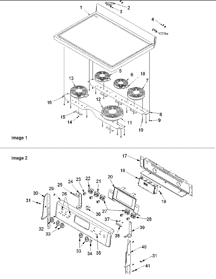MAIN TOP AND BACKGUARD Diagram and Parts List for ACF4255AB PACF4255AB1 Amana Range