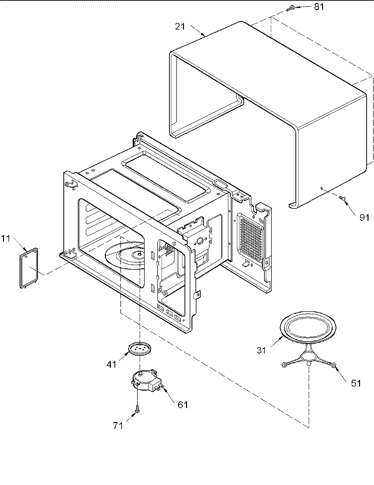 Oven Cavity Diagram and Parts List for ACM0720AB PACM0720AB0 Amana Microwave