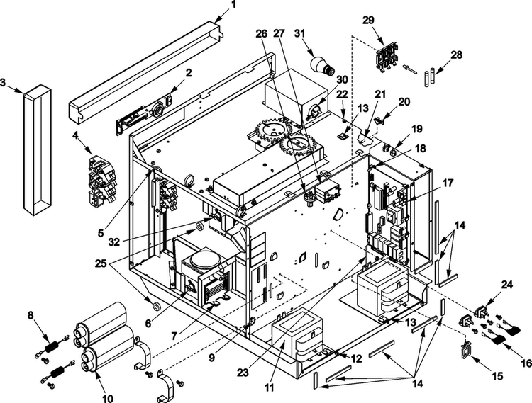 Electrical Components Diagram and Parts List for MRC520S2-P1332820M  Amana Microwave