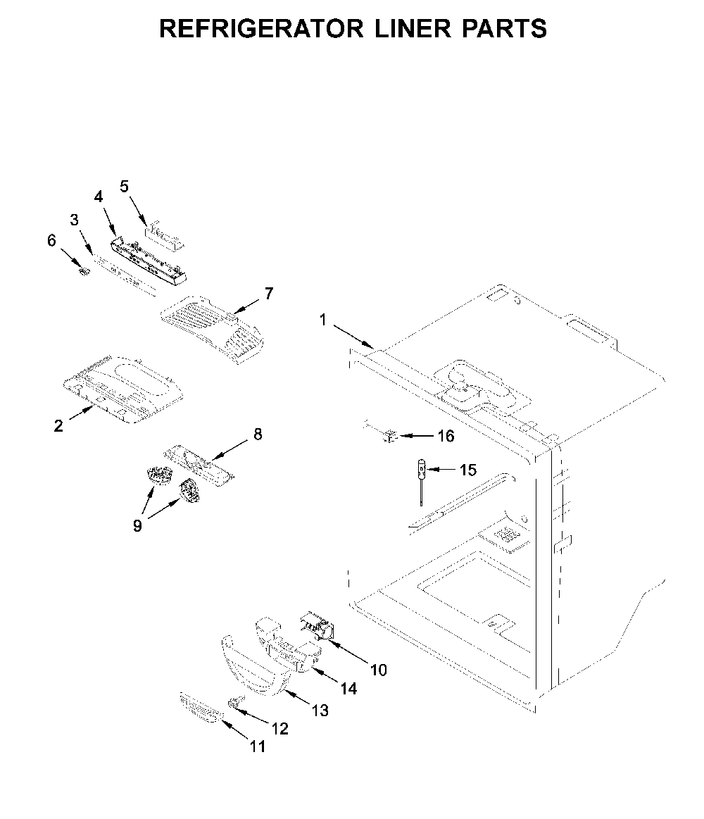 Refrigerator liner parts Diagram and Parts List for MFF2258FEZ04  Maytag Refrigerator