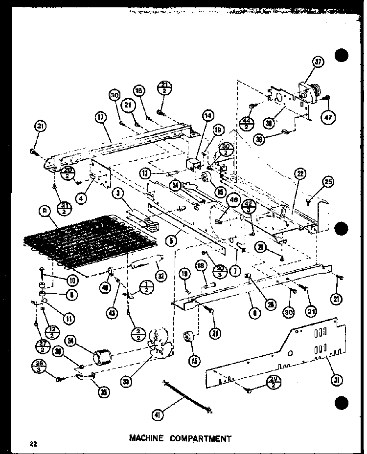 Machine Compartment Diagram and Parts List for SRI19F-L-P7700004WL  Amana Refrigerator