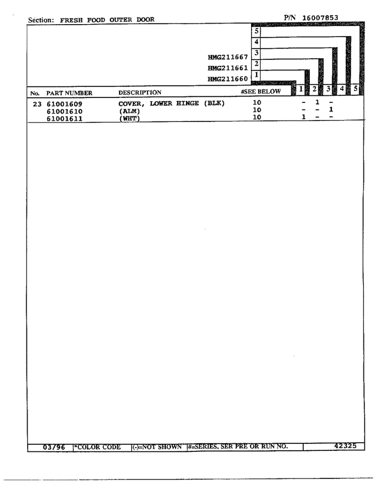 Fresh Food Outer Door Page 3 Diagram and Parts List for HMG211660  Admiral Refrigerator