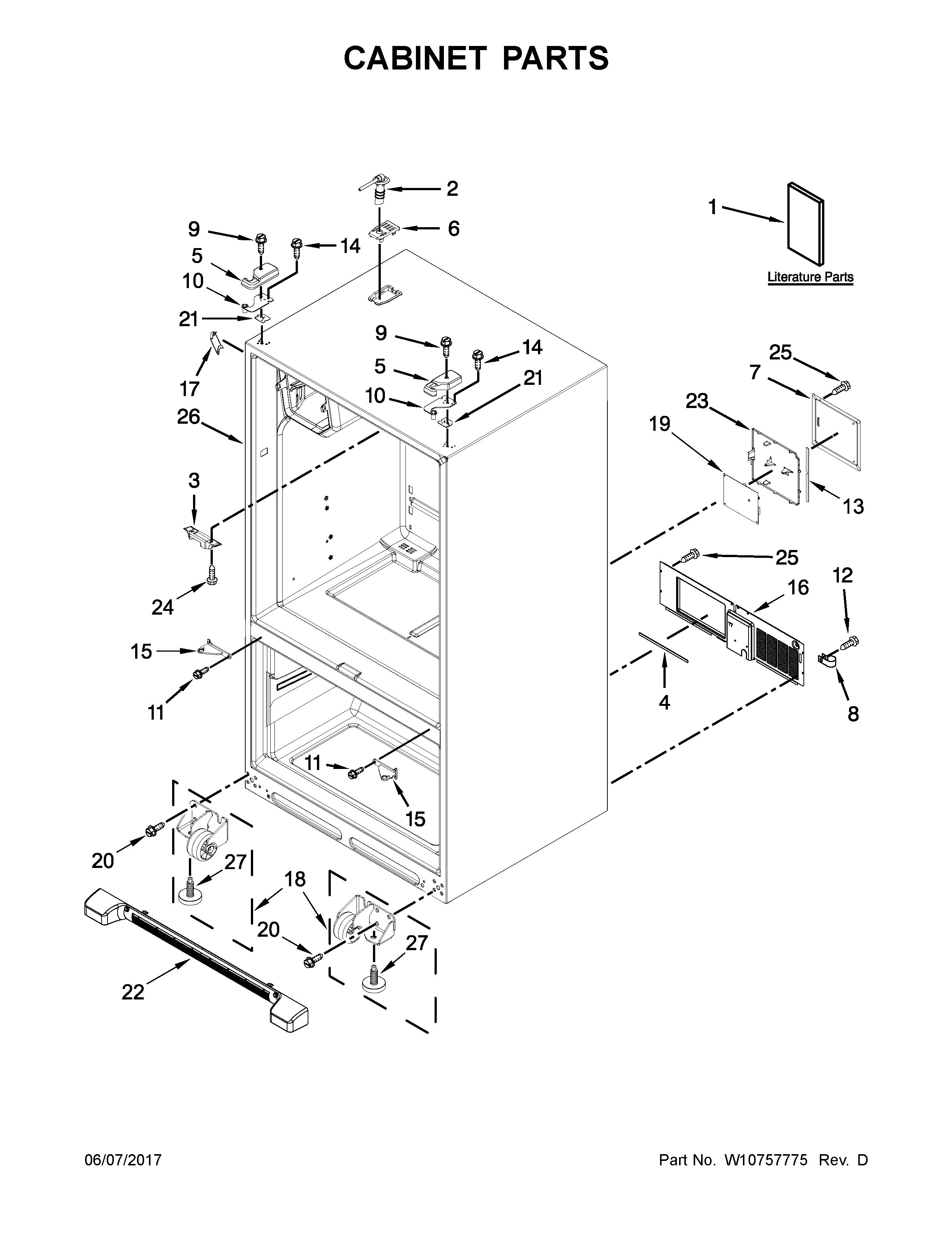 Cabinet Parts Diagram and Parts List for MFI2269DRH00  Maytag Refrigerator