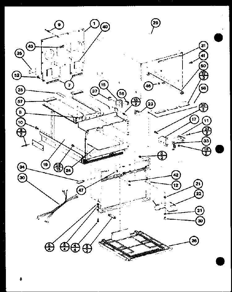 Cabinet Parts Diagram and Parts List for RC-20SE P76881-4M Amana Microwave