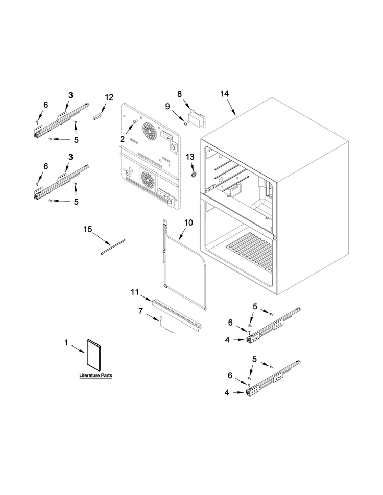 Cabinet Parts Diagram and Parts List for JUD24FRARS00  Jenn-Air Refrigerator