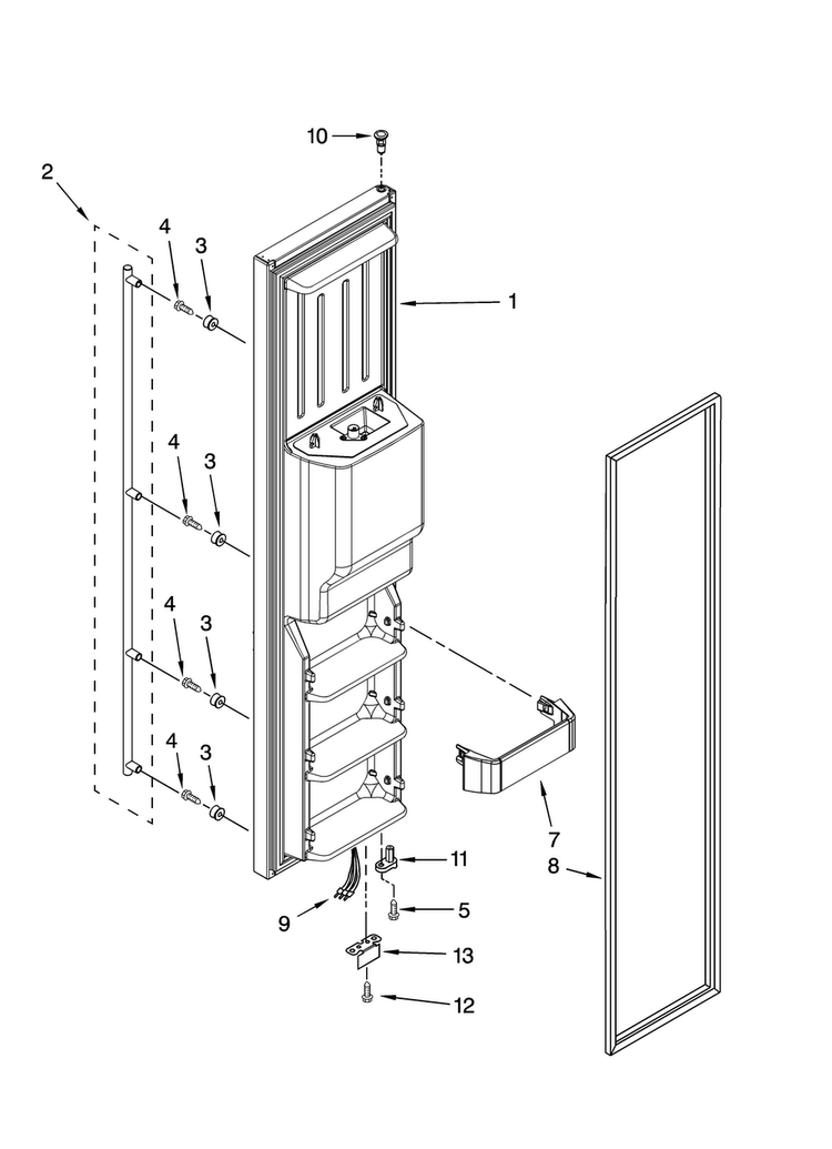 Freezer Door Parts Diagram and Parts List for JCD2591WES00  Jenn-Air Refrigerator